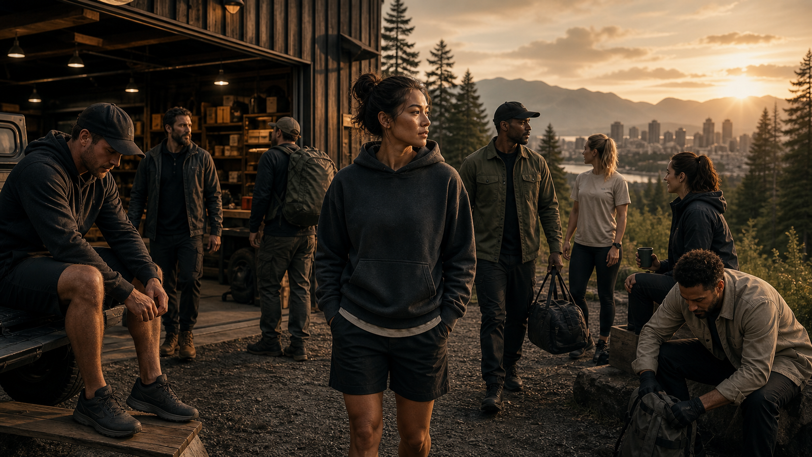 People wearing capable outdoor clothing