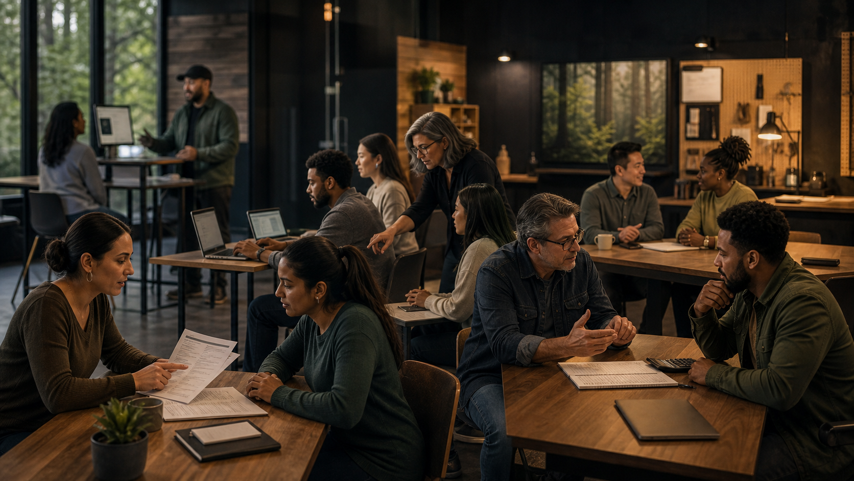 People working together on employment and business capability